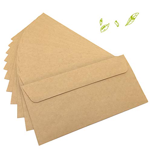 Japun - sobres (100 piezas) de papel Kraft antiguo/sin ventana - DIN largo - 222 x 110 mm, envolventes, la cierro