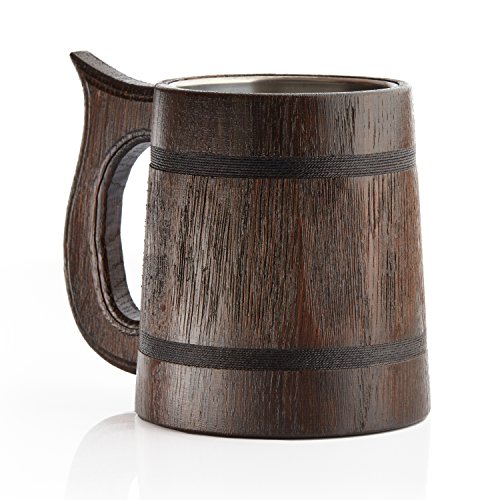 Jarra grande de cerveza de madera, roble, hecha a mano con una sorprendente destreza y materiales de calidad, revestida de metal, resistente, robusta, duradera Jarra grande de cerveza de madera, roble, hecha a mano con una sorprendente destreza y materiales de calidad, revestida de metal, resistente, robusta, duradera