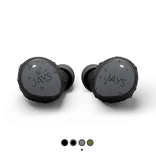 JAYS Auriculares Bluetooth inalámbricos - m-Seven - Gris - Earpods 38h de duración & con microfono