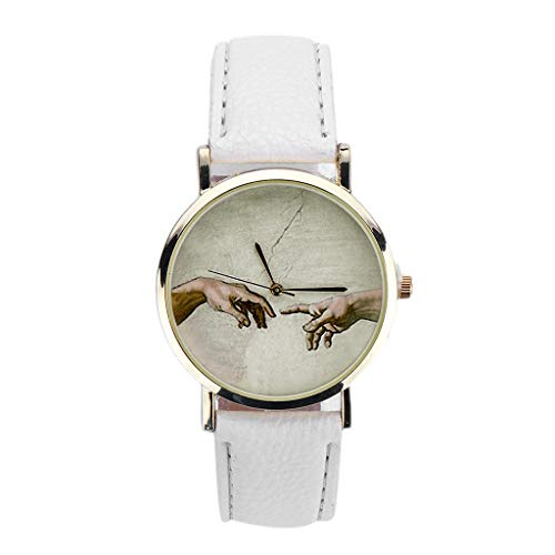 jieGorge Reloj para Mujer, Reloj de Pulsera analógico de Cuero para Mujer WH, Joyas y Relojes (Blanco)