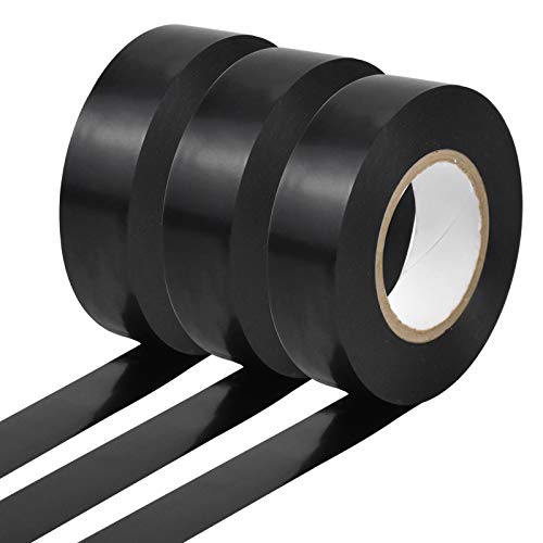 Jinlaili 3 Rollos Cinta Aislante, 20m x 19mm Cinta Eléctrica Negro, Cinta Protección Térmica, Autoadhesiva Sellado Cinta de PVC, Impermeable Aislante Cinta para Domésticos Cables Reparación