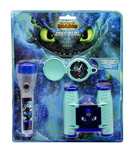 Joy Toy- Dragons Juego de 3 Piezas, prismáticos, brújula y Linterna en blíster, Color Azul Oscuro (1)