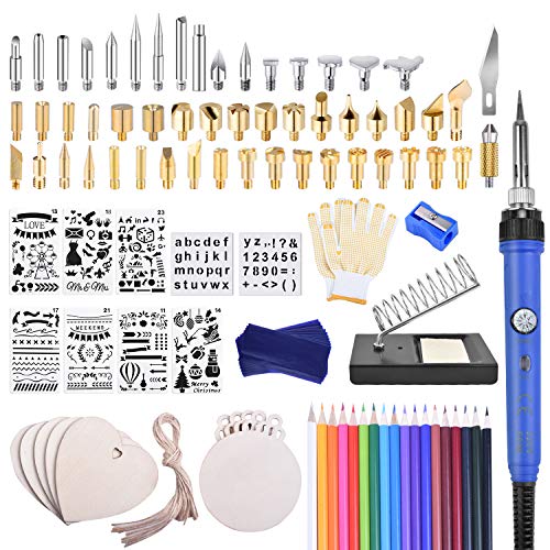 KINCREA 114pcs Wood Burning Kit, Professional Woodburning Tool with Soldering Ironfor Adults with Switch Adjustable Temperature 200~450 ℃ for Embossing/Carving/Soldering & Pyrography Tips