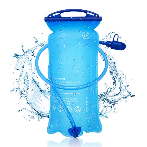 KIPIDA - Bolsa de hidratación de 2 litros, con válvula de mordedura, depósito de agua a prueba de fugas, bolsa de hidratación de PEVA, para senderismo, ciclismo, montañismo, camping