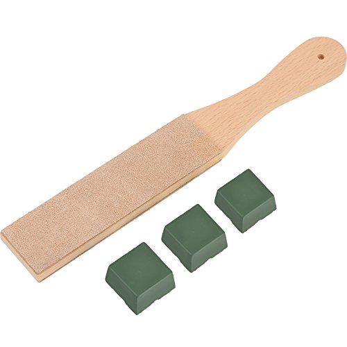 Kit de Asentador de Cuero DIY de 4 Piezas, Suavizador de Doble Cara de Madera de 1,65 Pulgadas de Ancho con 3 Piezas 1,06 Oz de Compuestos de Pulido