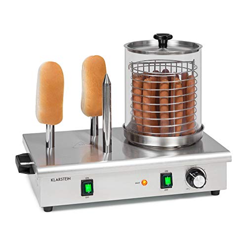 Klarstein Wurstfabrik Pro 600 máquina de perritos calientes - 550 W, 3 pinchos, regulador de temperatura entre 30 y 100 °C, cilindro de vidrio de Ø 20 cm, jaula de acero de Ø 17 cm, acero, plateado Klarstein Wurstfabrik Pro 600 máquina de perritos calientes - 550 W, 3 pinchos, regulador de temperatura entre 30 y 100 °C, cilindro de vidrio de Ø 20 cm, jaula de acero de Ø 17 cm, acero, plateado