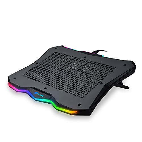 KLIM Rainbow - Base de refrigeración para portátiles RGB + 11" a 17" + Refrigeración para portátil Gaming + Ventilador USB + Estable y Resistente Base de Aluminio + Gran compatibilidad + Nueva 2021