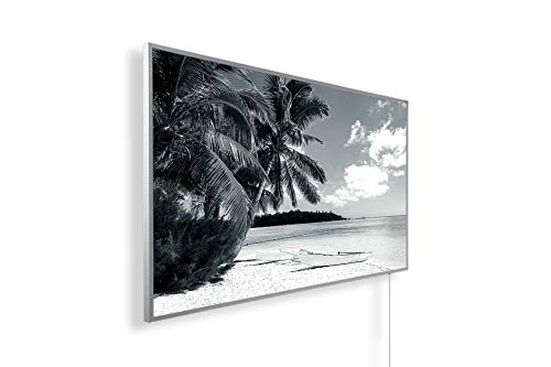 Könighaus - Calefacción por infrarrojos (calidad HD, con más de 200 imágenes de alta definición, con termostato, programa de 7 días, 800 W, marco blanco), color negro
