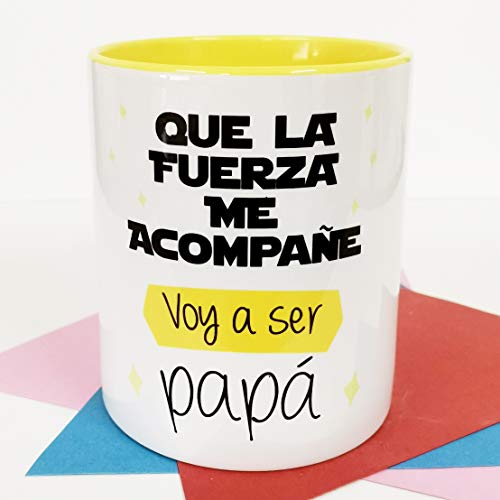 La mente es Maravillosa - Taza con Frase y Dibujo Divertido (Que la Fuerza me acompañe, voy a ser papá) Regalo Original para PAPÁ