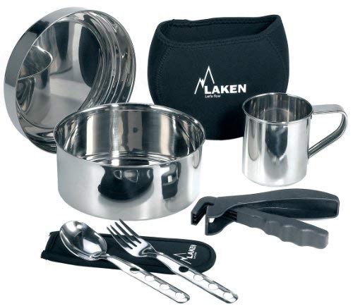 Laken 8412544027023 Bateria acero inox. 17 cm. con funda neopreno y taza, Compuesto