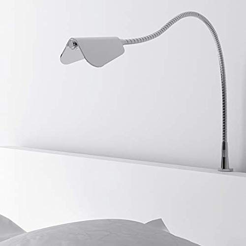 Lámpara LED de cama, lámpara de lectura BUTTERFLY, lámpara de noche, aluminio anodizado / gris plateado con interruptor, juego de 2 unidades, incluye fuente de alimentación de 230 V (aluminio)
