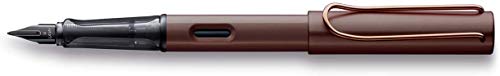 LAMY Lx 090 - Pluma estilográfica de aluminio anodizado en color marrón castaño con mango transparente y pluma de acero – Grosor de la pluma B