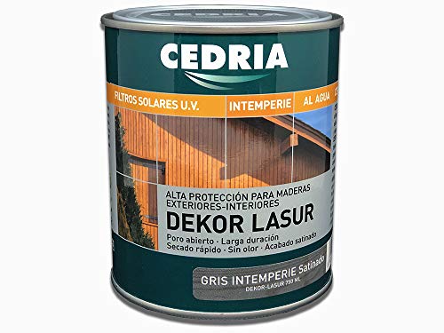 Lasur protector madera exterior al agua Cedria Dekor Lasur 750 ml (Gris Intemperie)