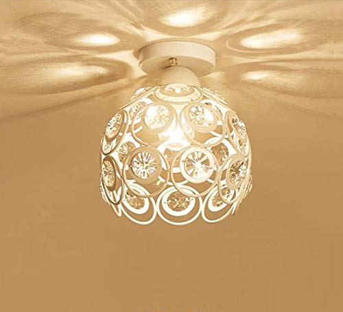 L.BAN Lámpara de Techo Moderna con Bolas de Cristal, luz Colgante y iluminación de 260 mm para Dormitorio, Comedor, Cocina, baño (Blanco)