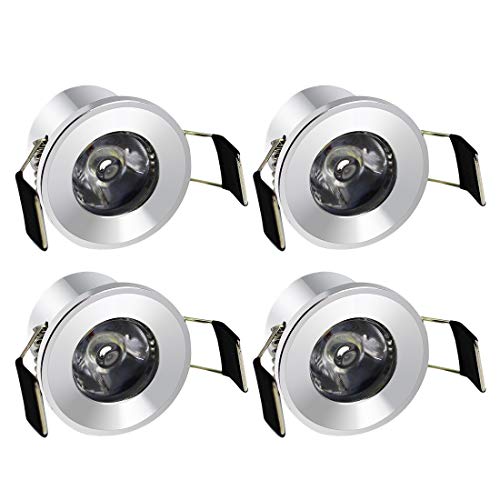 LEDIARY Luces empotrables para gabinete, mini luces LED de 1 pulgada, pequeñas luces redondas LED para cubierta, plateado, 120 V, 1,5 W, LED empotrables con conductor, blanco frío 6000 K, 4 paquetes LEDIARY Luces empotrables para gabinete, mini luces LED de 1 pulgada, pequeñas luces redondas LED para cubierta, plateado, 120 V, 1,5 W, LED empotrables con conductor, blanco frío 6000 K, 4 paquetes