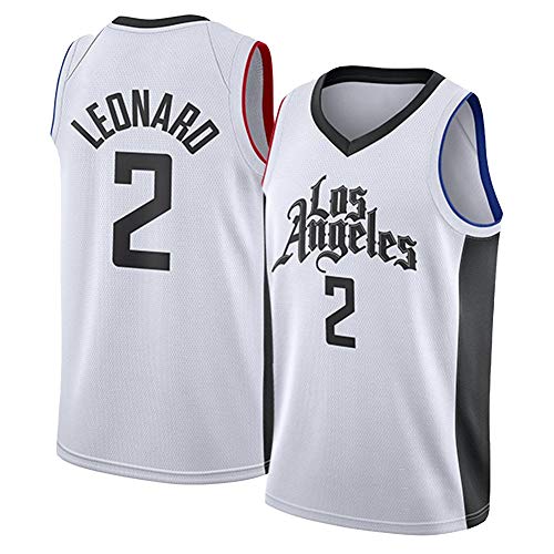 Leonard 2# Clippers - Camiseta de baloncesto para hombre, diseño retro, sin mangas, malla transpirable (S-XXL) Blanco: 1 L