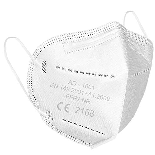 Lexuslance - 20 máscaras blancas Norma de protección certificada CE FFP2 EN149: 2001 + A1: 2009 EU 2016/42 (juego de 4 paquetes sellados de 5 máscaras)