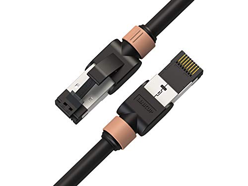 LINKUP - [Certificado por Fluke] Cable Ethernet Cat7-60cm (Paquete de 6) Cables de conexión RJ45 S/FTP Doble Blindaje 10G | para Rojo de Internet LAN Conmutador Panel Enrutador Gaming |26AWG Negro