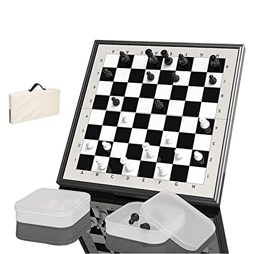 LINWEI Conjunto de ajedrez, Portátil Portátil International Chess Board Set 29x29cm Juegos de Mesa educativa 2 Cajas de plástico Transparentes Almacenamiento para Actividades Familiares de Fiesta