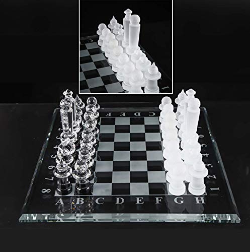 LINWEI Juego de ajedrez de Cristal Elegante International Frosted Glass Chess Juego, Juguetes interesantes Decoración del hogar