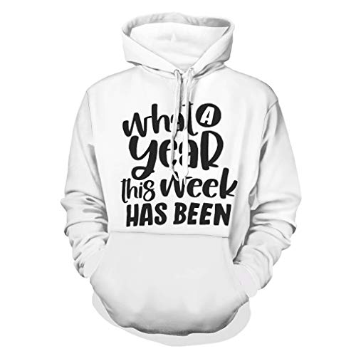 Lo que ha sido para un año esta semana es una sudadera con capucha para hombre, de manga larga, para conducir a un lado, con bolsillos, ropa de entrenamiento activa blanco S Lo que ha sido para un año esta semana es una sudadera con capucha para hombre, de manga larga, para conducir a un lado, con bolsillos, ropa de entrenamiento activa blanco S