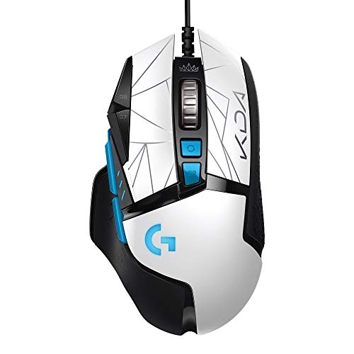 Logitech G502 Hero K/DA Ratón Gaming con Cable - Sensor Hero 25K, LIGHTSYNC RGB, Peso Ajustable, 11 Botones programables, Memoria integrada, League of Legends - Blanco