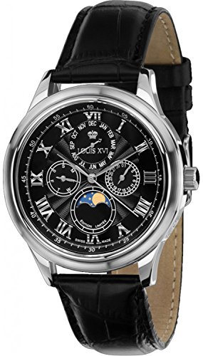 LOUIS XVI Reloj de Pulsera Elysée Cuarzo analógico Plata Cuero Negro para Hombres 489
