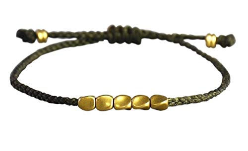 Lucky Buddhist Pulsera budistas tibetanas + Colgante/Collar! Para mujeres hombre adolescente. Tamaño ajustable para casi cualquier mano. Hecho a mano de cuerda. Muchos tipos disponibles (Verde Cobre)