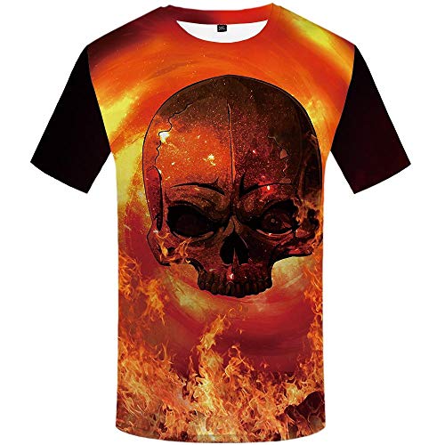 Luotears Camisa 3DT Personalidad de Hombres y Mujeres En la Llama ardiente, Hay Varias Opciones para la impresión del cráneo. @ XL_Hongrui