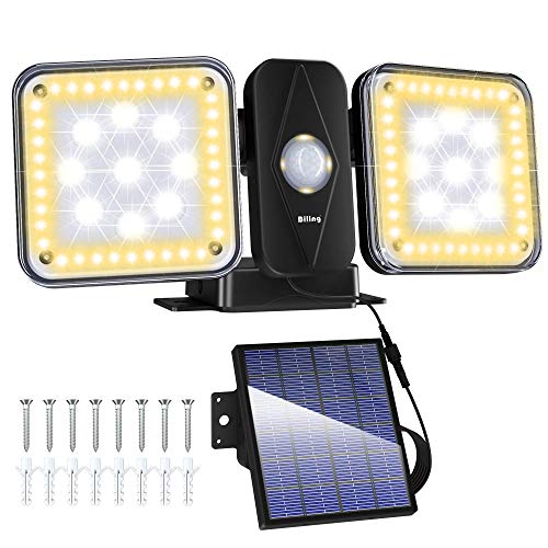 Luz de seguridad solar Luces de sensor de movimiento LED para exteriores, luces de detección de movimiento Luz de inundación con energía solar, luces de pared ajustables a prueba de agua IP65