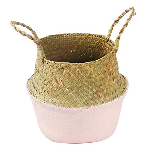 Mallalah Cesta de Almacenamiento Cesta de Mimbre de Flor Cesta de Lavandería Plegable Trenzada Suciedad en Mango de Pasto Marino 3 Tamaños para Elegir (rosa, L) Mallalah Cesta de Almacenamiento Cesta de Mimbre de Flor Cesta de Lavandería Plegable Trenzada Suciedad en Mango de Pasto Marino 3 Tamaños para Elegir (rosa, L)