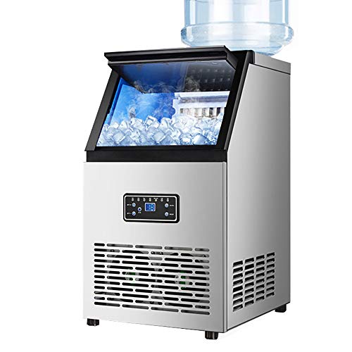 Máquina de Hielo 60KG Máquina automática de hielo comercial, cubitos de hielo ajustables, enfriador de espesor, máquina de hielo de acero inoxidable para bar, cafetería, tienda de té, restaurante