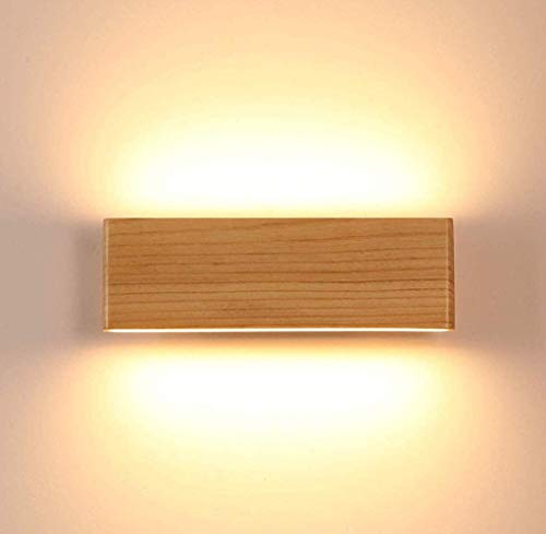 Martll Aplique de pared LED Lámpara de pared Interior Madera Aplique Lámpara de arriba y abajo Iluminación de pared para sala de estar Dormitorio Pasillo Escalera Blanco Cálido Luces (22cm)