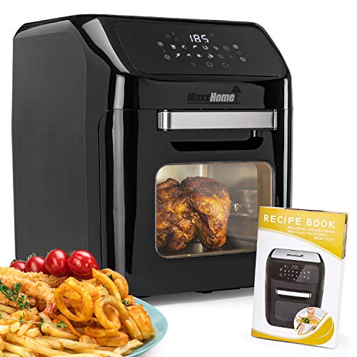 MaxxHome Freidora sin Aceite - Freidora Aire Caliente - 1600 W + Libro de cocina y accesorios