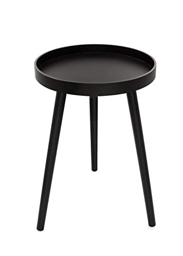Mesa auxiliar FTL, color negro, redonda, de madera, para salón, moderna, escandinava, para el sofá, 40 x 60 cm Mesa auxiliar FTL, color negro, redonda, de madera, para salón, moderna, escandinava, para el sofá, 40 x 60 cm