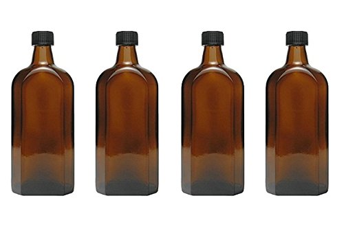 mikken - 4 Botellas medicinales en Cristal marrón, Botellas de Farmacia con Etiquetas de 500 ml, Color Negro. mikken - 4 Botellas medicinales en Cristal marrón, Botellas de Farmacia con Etiquetas de 500 ml, Color Negro.