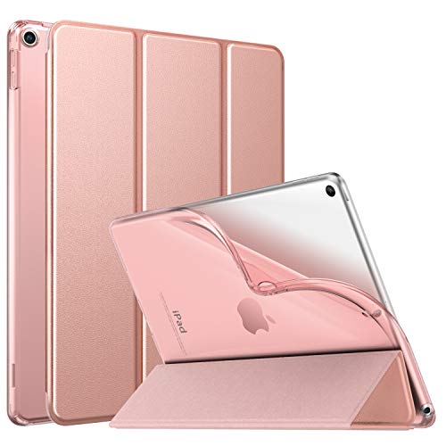 MoKo Funda Compatible con New iPad Air (3rd Generation) 10.5" 2019, Ultra Delgado Función de Soporte Protectora Plegable Cubierta Inteligente Trasera Transparente para New iPad Air 3 2019 - Oro Rosa