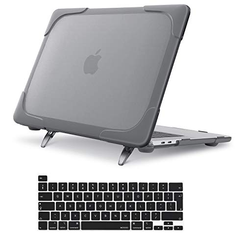 MOSISO Funda Dura Compatible con 2019 MacBook Pro 16 Pulgadas con Touch Bar & Touch ID A2141, Carcasa Rígida de Plástico de Alta Resistencia con Kickstand Plegable & Cubierta de Teclado, Gris