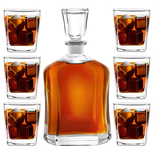 Murrano Juego de 6 vasos de whisky de 700 ml, con cierre hermético, regalo para hombre y mujer