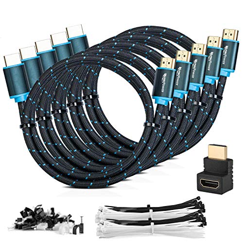 MutecPower 5 Piezas 1m Cable HDMI 2.0 - Cable de Alta Velocidad con Ethernet Soportes Ultra HD 3D 4Kx2K/60HZ y 2160p/Full HD 1080p - 30 AWG - ARC/CEC - Cable Triple blindado - 1 Metro Negro