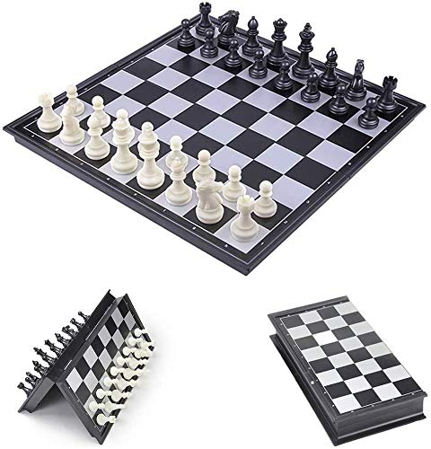 NaiCasy Tablero de ajedrez Plegable magnético Medieval 32x32cm de ajedrez Plegable del Tablero de ajedrez Juego de ajedrez Negro