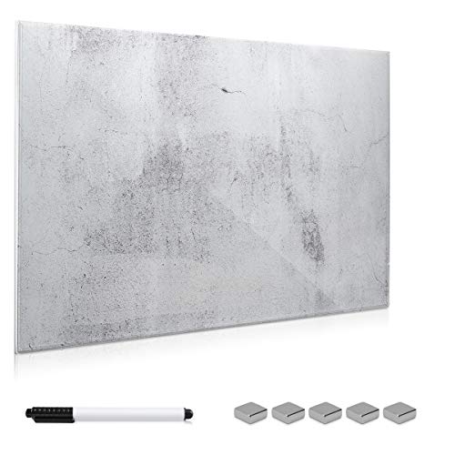 Navaris Pizarra magnética de Cristal - Tablero de Notas de Vidrio - Tablón magnético para tareas con imanes Soporte y diseño de Cemento - Gris Navaris Pizarra magnética de Cristal - Tablero de Notas de Vidrio - Tablón magnético para tareas con imanes Soporte y diseño de Cemento - Gris