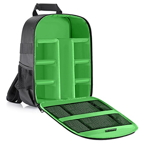 Neewer Mochila para cámara flexible acolchada con separadores con protector antigolpes, para cámaras SLR y otros accesorios, interior verde Neewer Mochila para cámara flexible acolchada con separadores con protector antigolpes, para cámaras SLR y otros accesorios, interior verde
