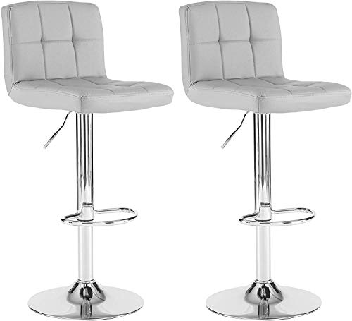 Neo® 2 taburetes de bar de cocina de cromo y gas, giratorios de piel sintética gris Neo® 2 taburetes de bar de cocina de cromo y gas, giratorios de piel sintética gris