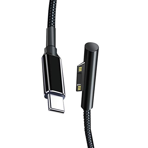 NEWZEROL Cable de Carga USB-C Tipo C para Microsoft Surface Pro 3/4/5/6/7 / GO, Laptop 1/2[Nylon Trenzado] Funciona con una Fuente de alimentación PD de Carga de 15V 3A 45W-1.8 M[Solo Cable]