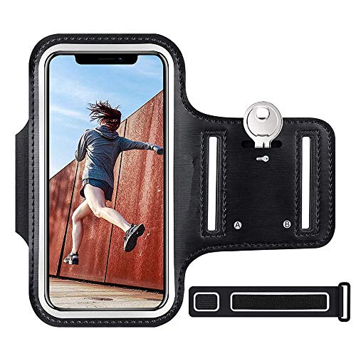 NIAGUOJI - Brazalete deportivo impermeable con soporte para llaves y ranura para tarjeta para correr, ciclismo, ejercicio, gimnasio se ajusta a tu iPhone XS/XR/XS Max/X, Samsung