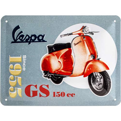 Nostalgic-Art Cartel de chapa retro Vespa – GS 150 Since 1955 – Idea de regalo para los fans de las scooters, metálico, Diseño vintage, 15 x 20 cm