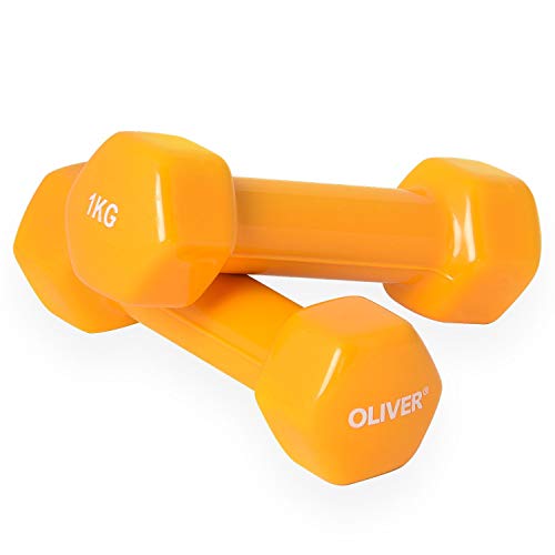 Oliver - Pesas (2 unidades, revestimiento de vinilo) 2 x 1.0 kg orange