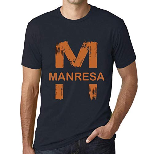 One in the City Hombre Camiseta Vintage T-Shirt Gráfico Letter M Countries and Cities MANRESA Marine