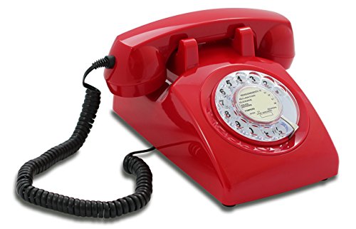 OPIS 60s Cable con Logo de Correos de Francia: Teléfono Estilo Retro/teléfono Vintage de los años Sesenta con Disco de marcar (Rojo)